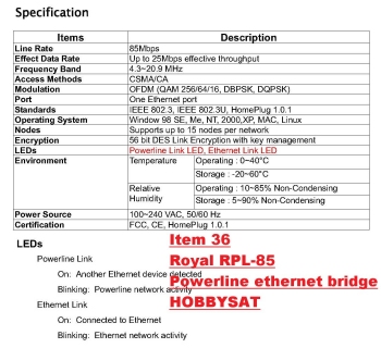 Specs - Royal+ RPL-85 HomePlug Powerline Network Ethernet Bridge 85Mbps Pair wall mount Internet Adapter video
streaming media player